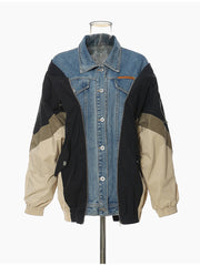 Fashion Patchwork Denim Color Block Jacket