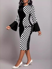 Elegant Long Split Sleeve Business Pencil Dress