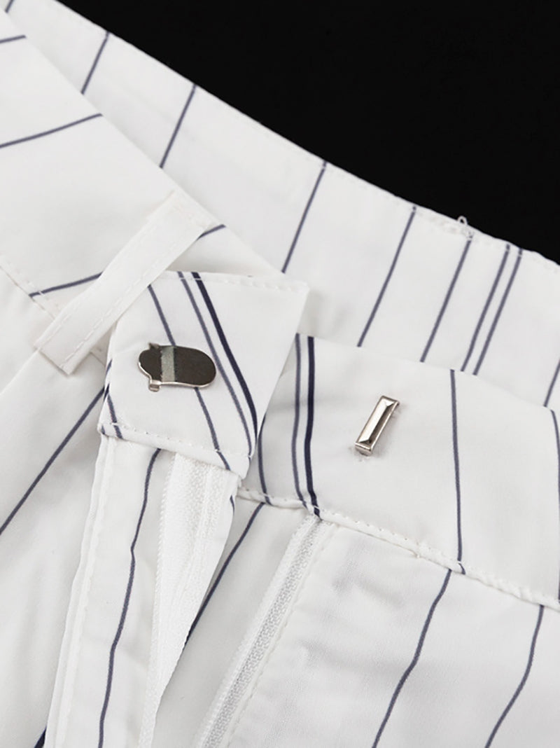 Casual Stripe Loose Shirt Straight Trousers Set