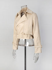 Cropped Suede Waist Tailored Jacket-boutique