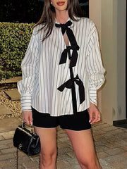 Casual Stripe Asymmetric Loose Shirt