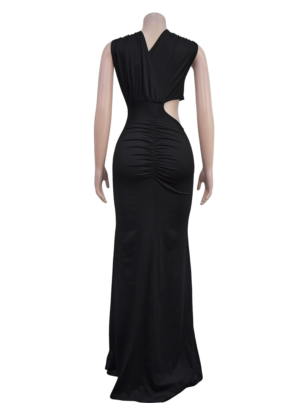 Sleeveless Cutout Asymmetrical Bodycon Maxi Dresses