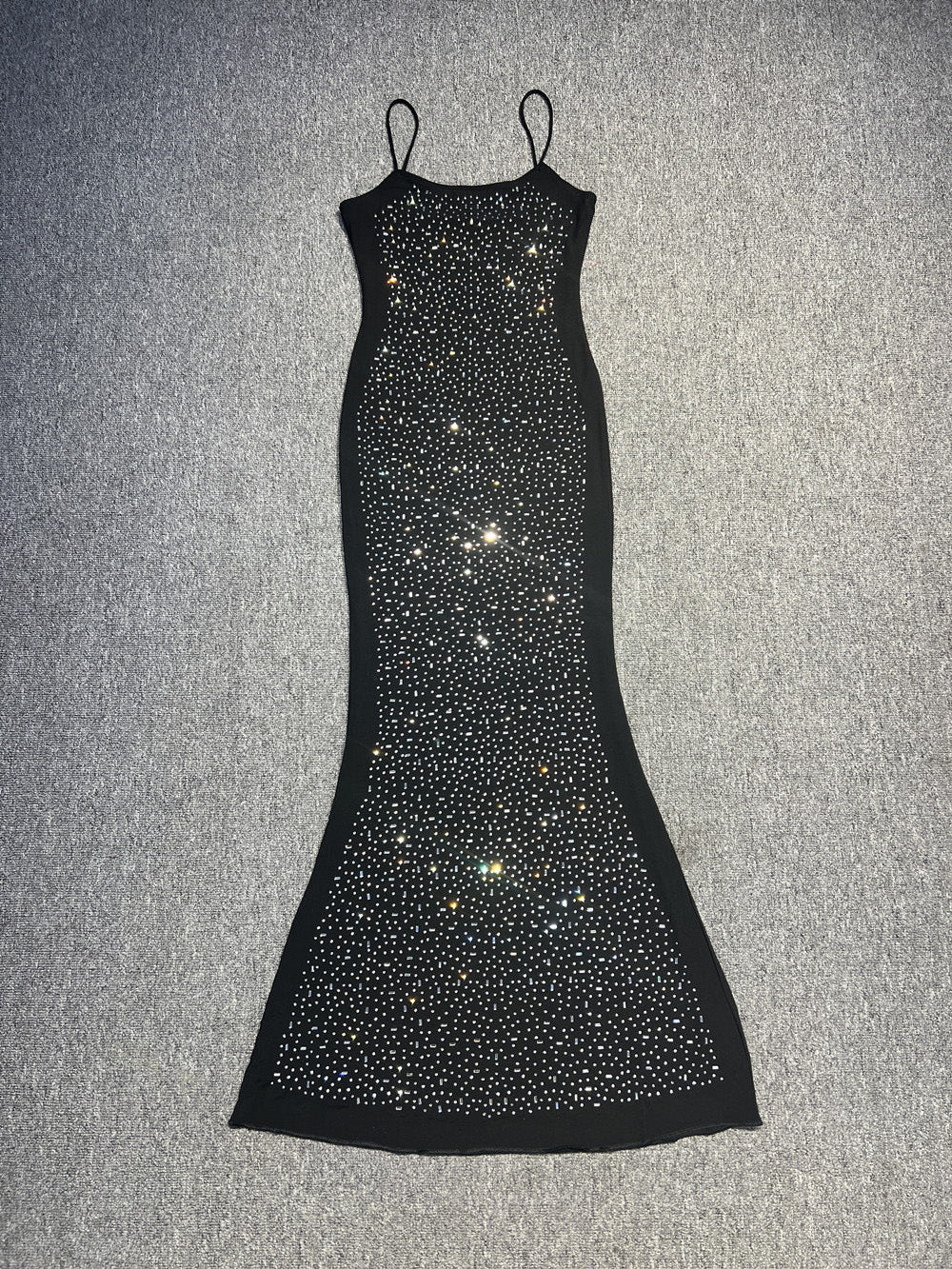 Sexy Rhinestone Suspenders Fishtail Dress