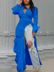 Sexy Deep V Side Slit Slim Dress