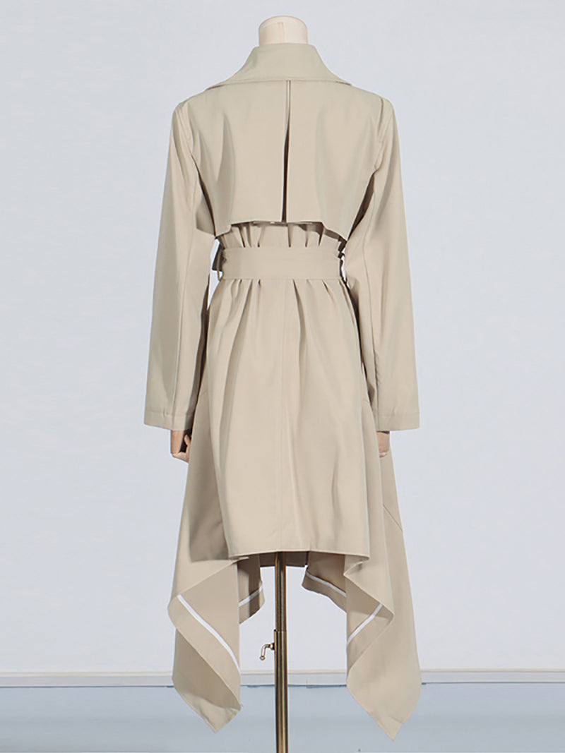 Casual Single Breasted Belted Trench Coat