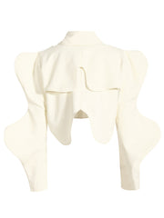 Wavy Sleeve Shrug Button Down Collared Vest Two Piece
