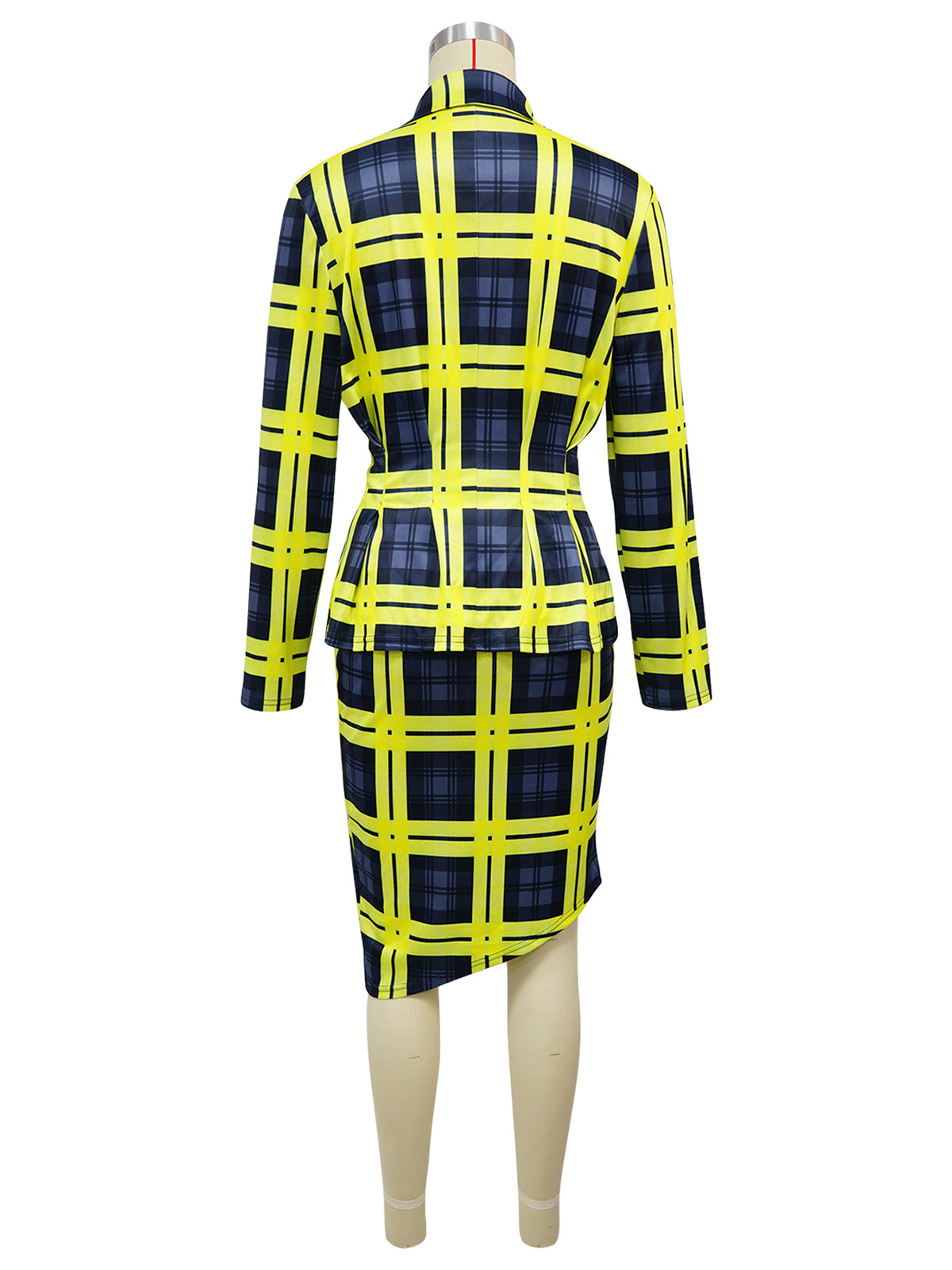 Elegant Plaid Blazer Short Skirt Two Piece Set