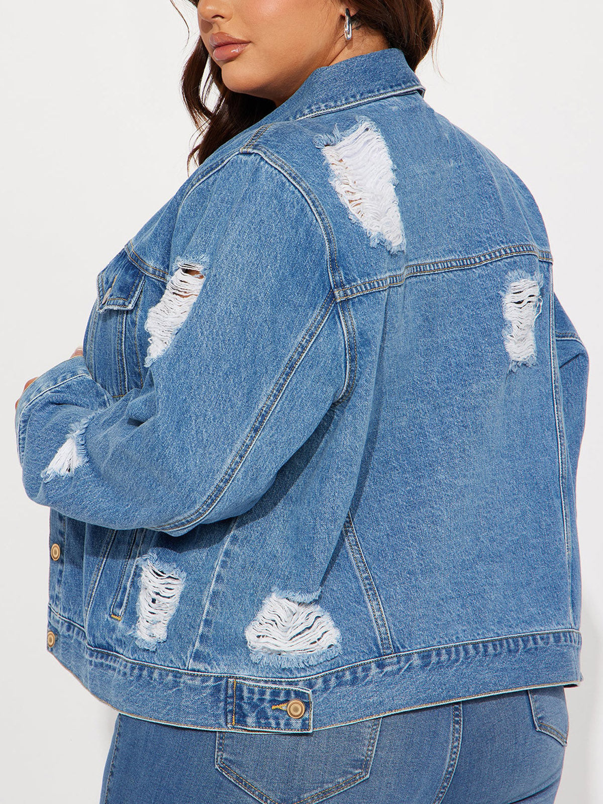 Fashion Ripped Denim Casual Jacket Coat