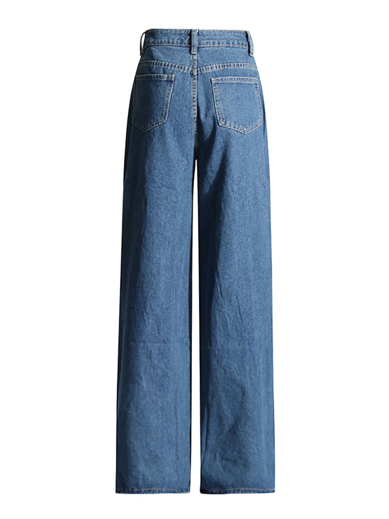 Hollow Out Heart Denim Pant Casual Jeans