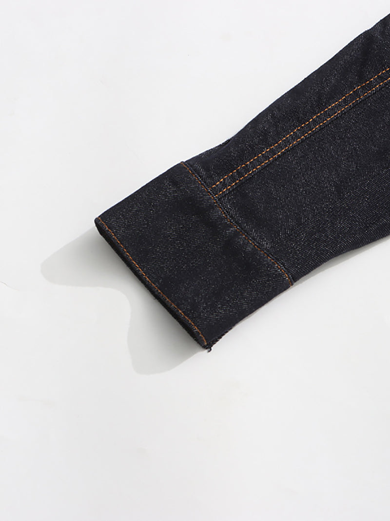 Solid Spliced Button Loose Denim Jacket