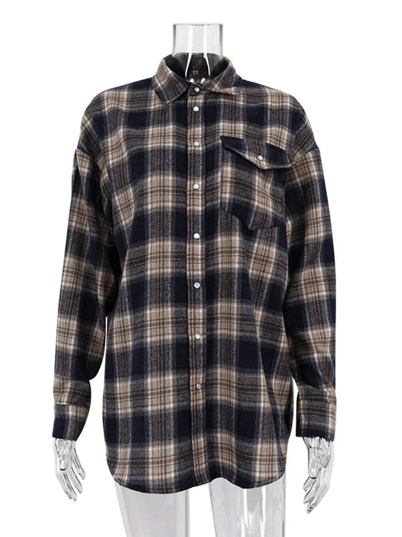 Vintage Classic Loose Plaid Shirts