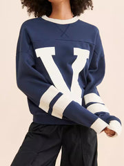 Letter Print Crewneck Pullover Hoodie