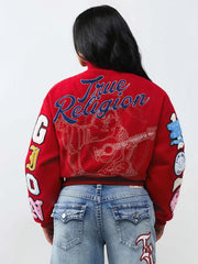 Ribbed Wool Zip Varsity Jacket