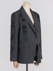 Ruched Tailored Long Sleeve Blazer-boutique