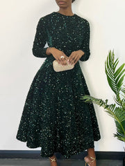 Elegant Round Neck Sequin Slim Party Dress