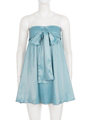 Sexy Satin Lace-up Bow Strapless Mini Dress