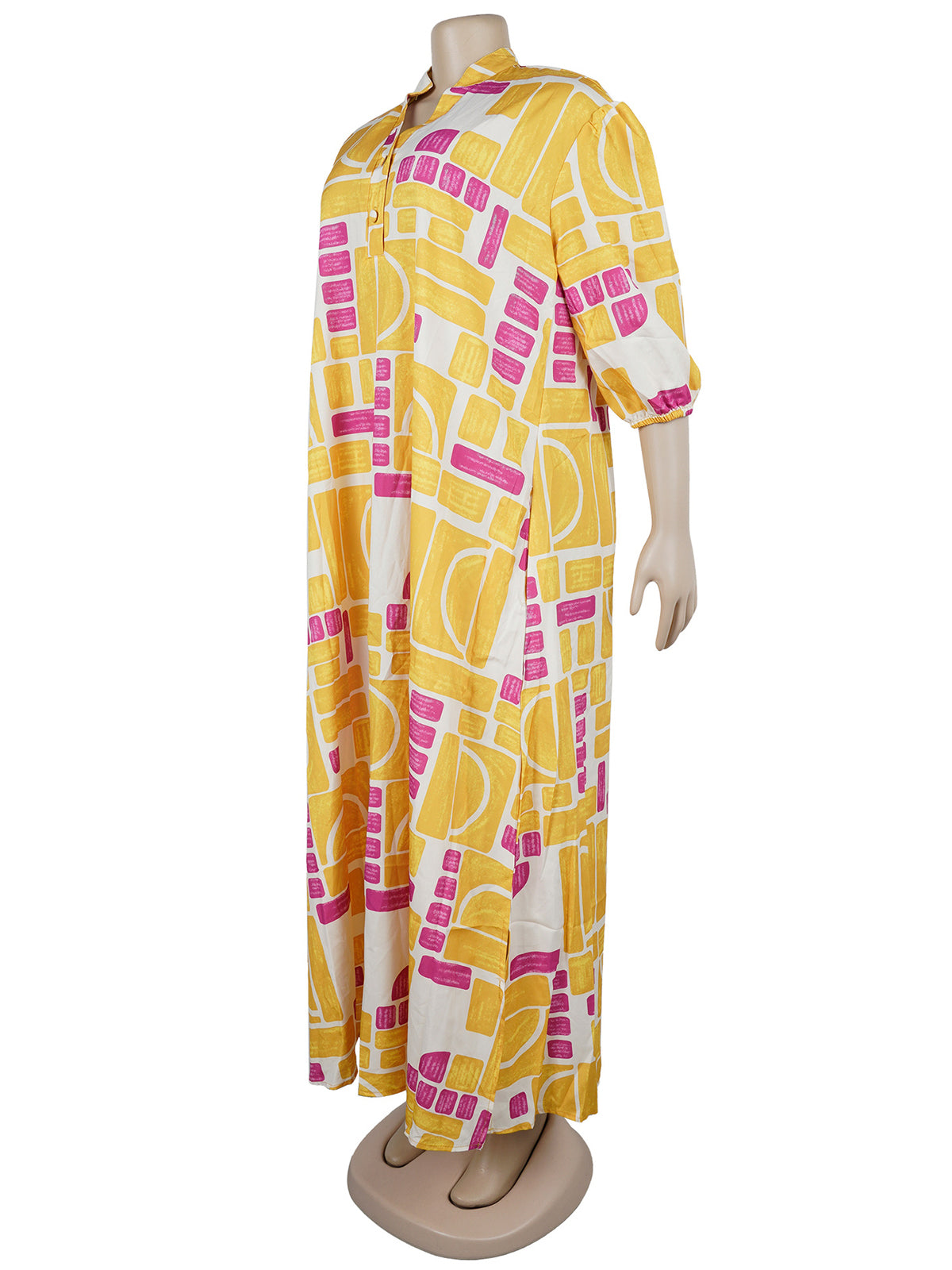 Casual Lantern Sleeve Print Loose Holiday Long Dress