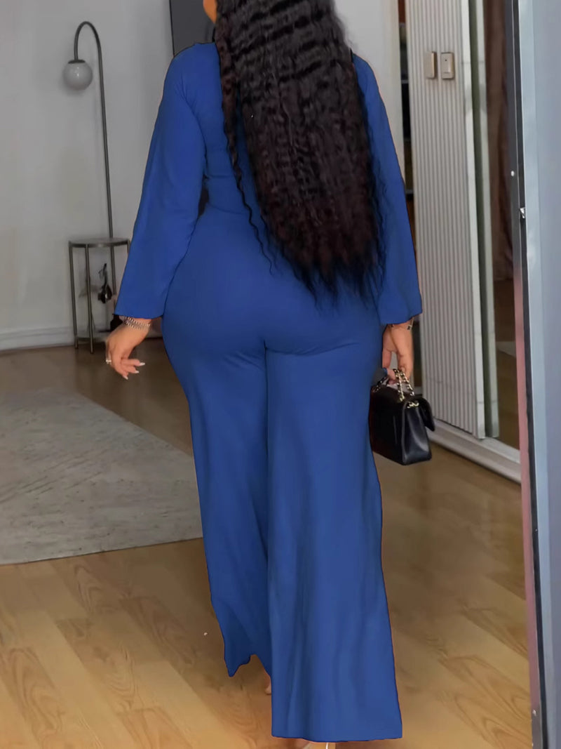 Elegant Cutout Slim Waist Wide Leg Jumpsuit