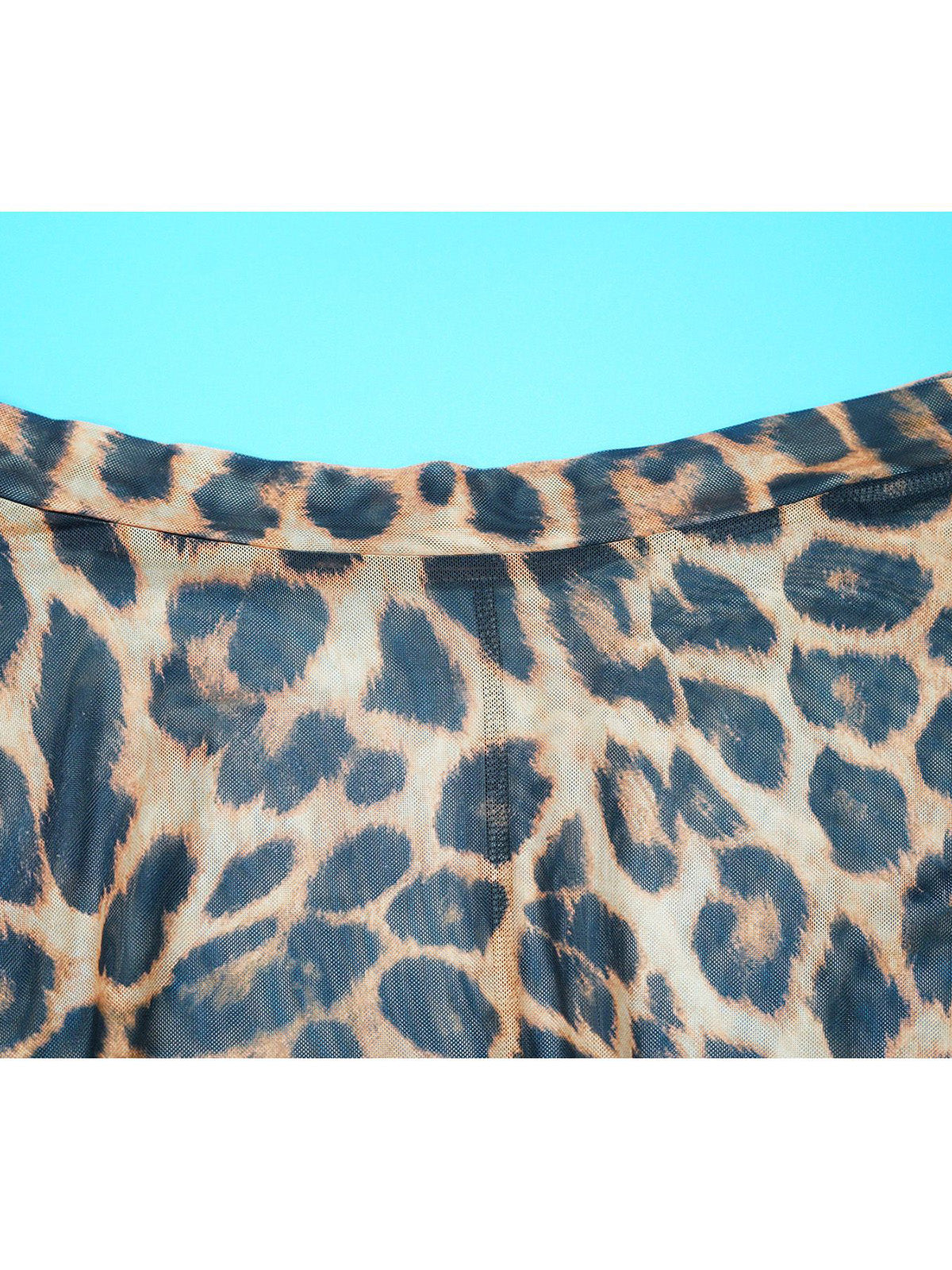Sexy Leopard Print Sheer Bodysuit And Split Skirt Sets