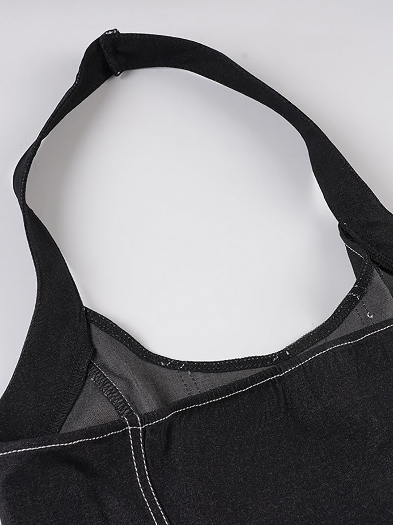 Casual Halter Backless Mini Dress