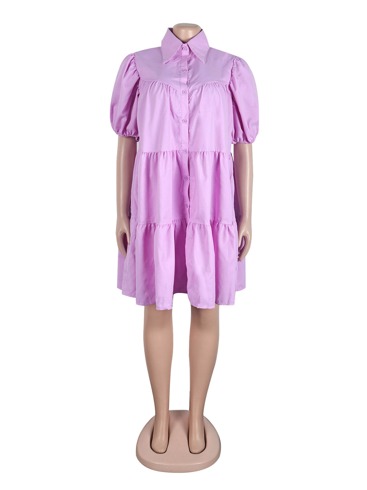 Casual Turn-down Collar Ruffle Loose Dress