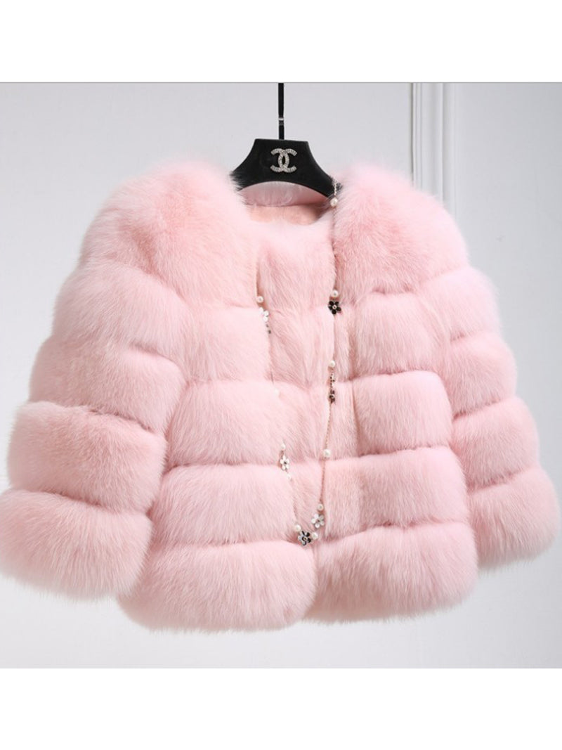 Classy Cropped Faux Fur Warm Jacket Coat