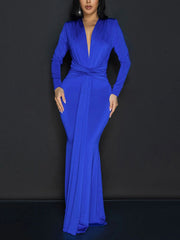 Sexy Deep V Front Twist Drape Maxi Dress