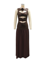 Sexy Sequin Cut-Out Sleeveless Maxi Dress