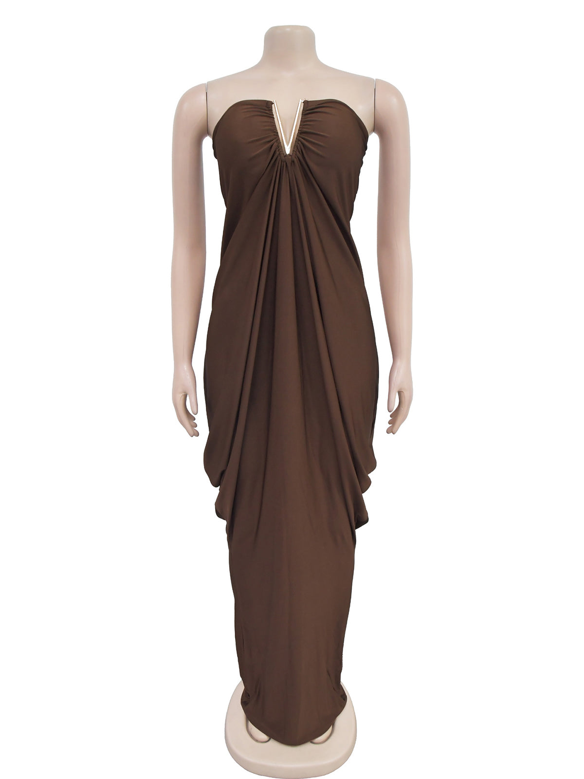 Sexy V Shape Trim Slim Fit Strapless Maxi Dress