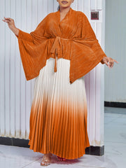 Ruched Top and Ombre Maxi Skirt Set-boutique