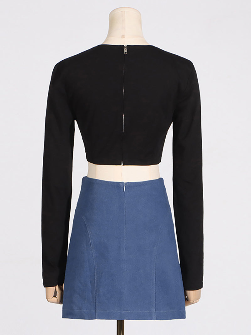 Twist Knot Hollow Out Top And Skirt Two Piece Set