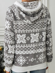 Casual Print Hooded Cardigan Coat