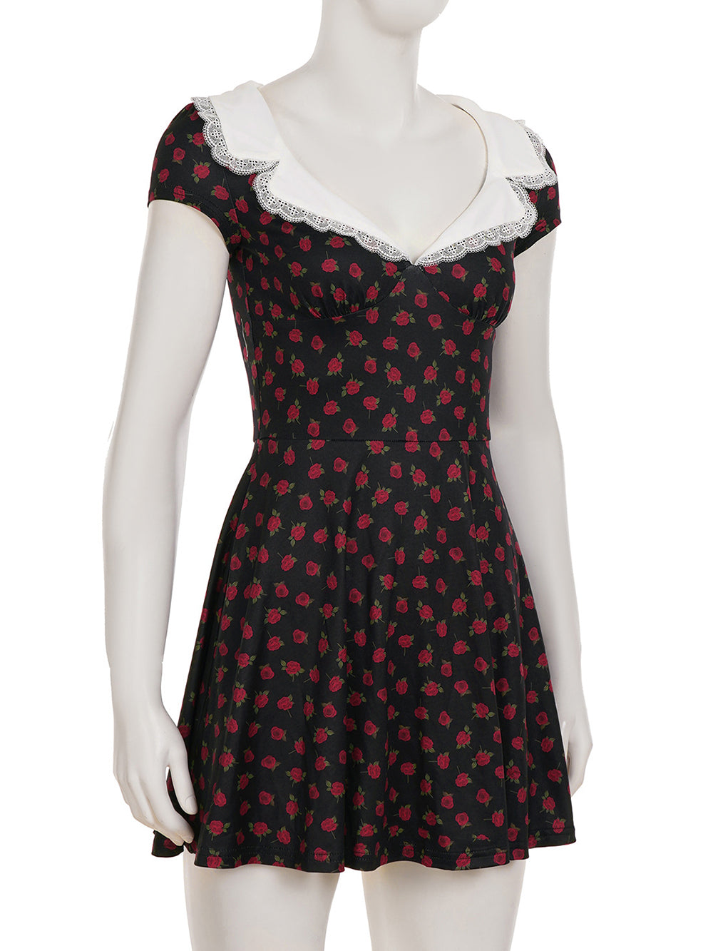 Elegant V-neck Cinched Waist Floral Mini Dress