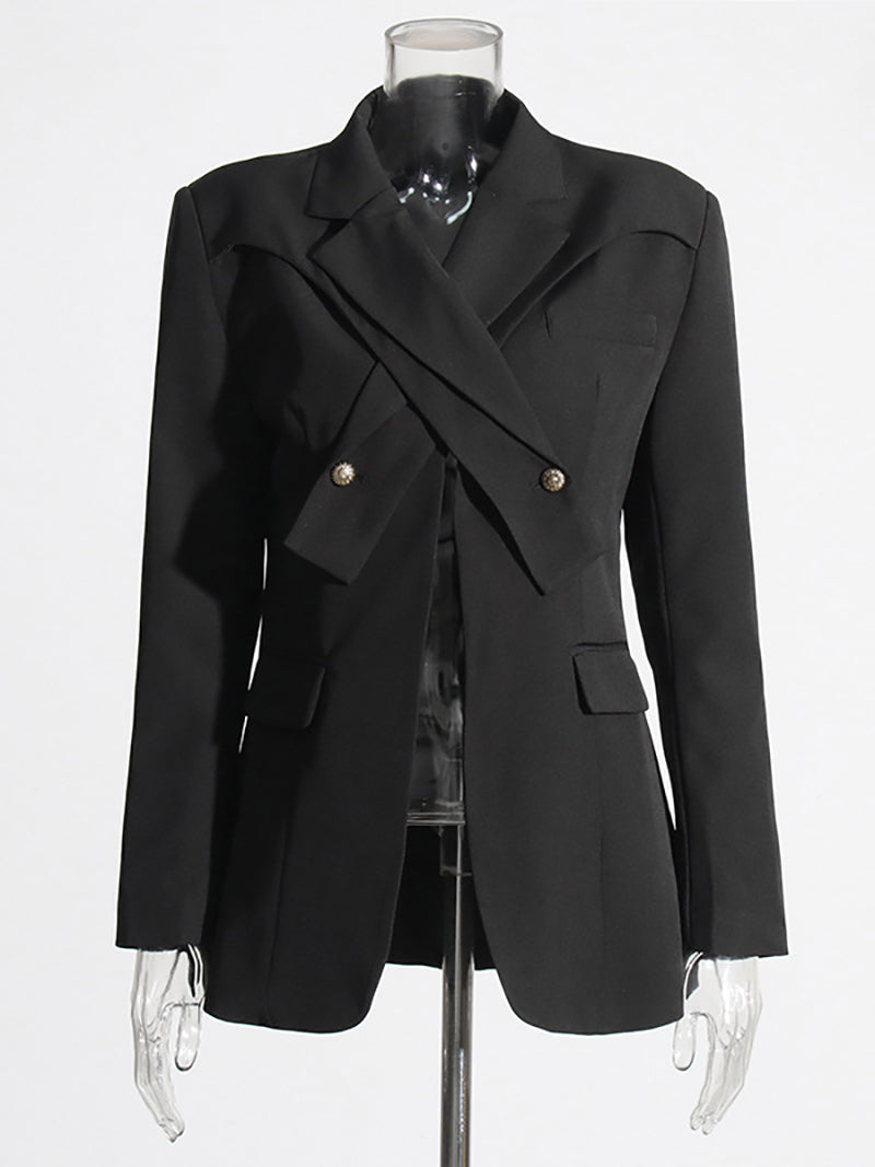 Fashion Irregularity Cross Neck Suit Jacket