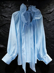 Fashion Ruffled Tie-Neck Blouse