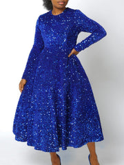 Elegant Round Neck Sequin Slim Party Dress