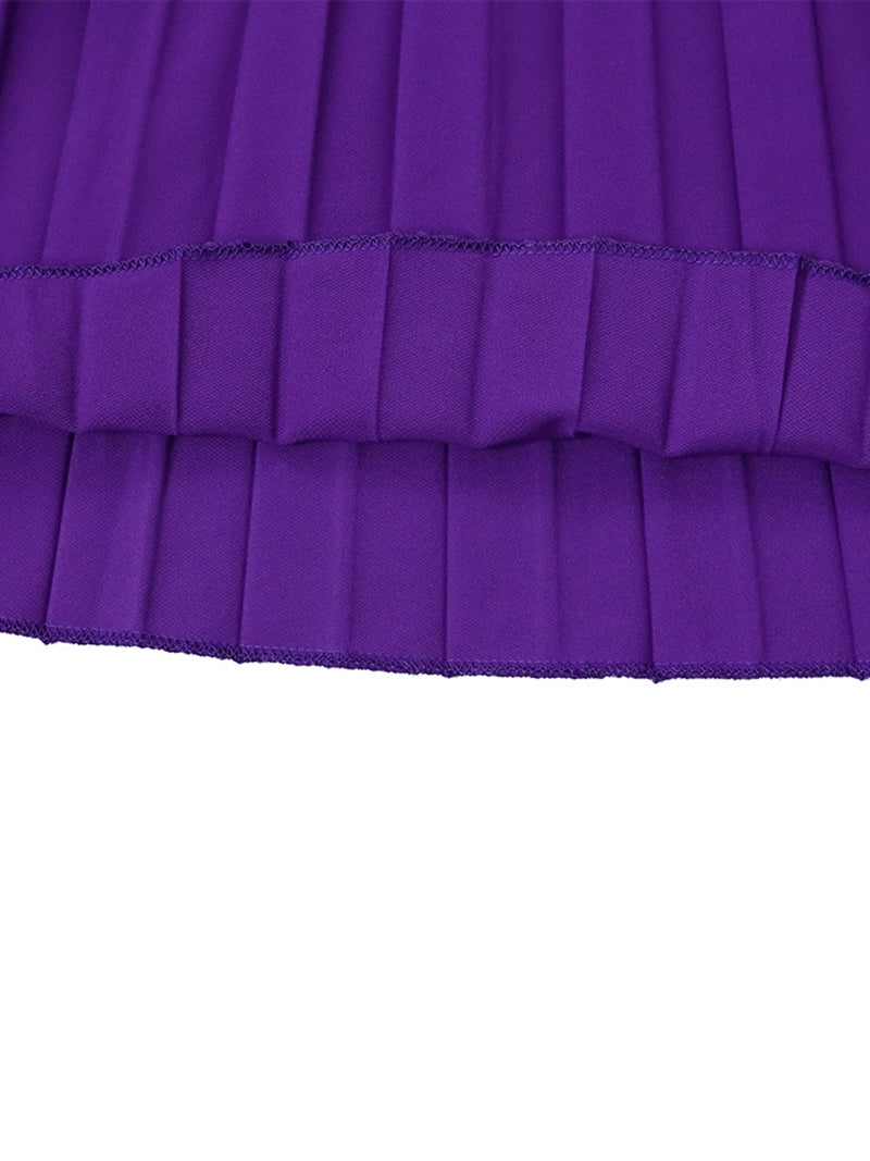 Elegant High Waist Swing Pleated Maxi Skirt