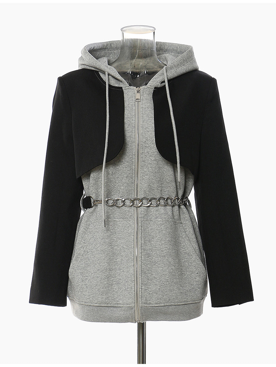 Fashion Color-block Spliced Hoodie Jacket
