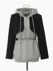 Fashion Color-block Spliced Hoodie Jacket