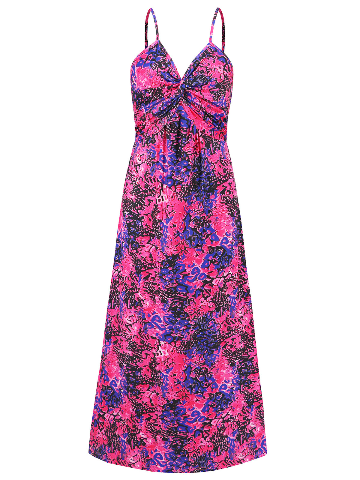 Elegant V-neck Print A-line Maxi Dress
