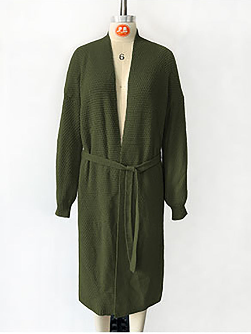 Solid Color Loose Knit Cardigan Coat