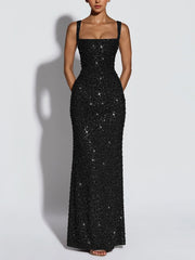Square Neck Sparkle Maxi Dress