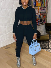 Lace Up Hoodie and Pants Set