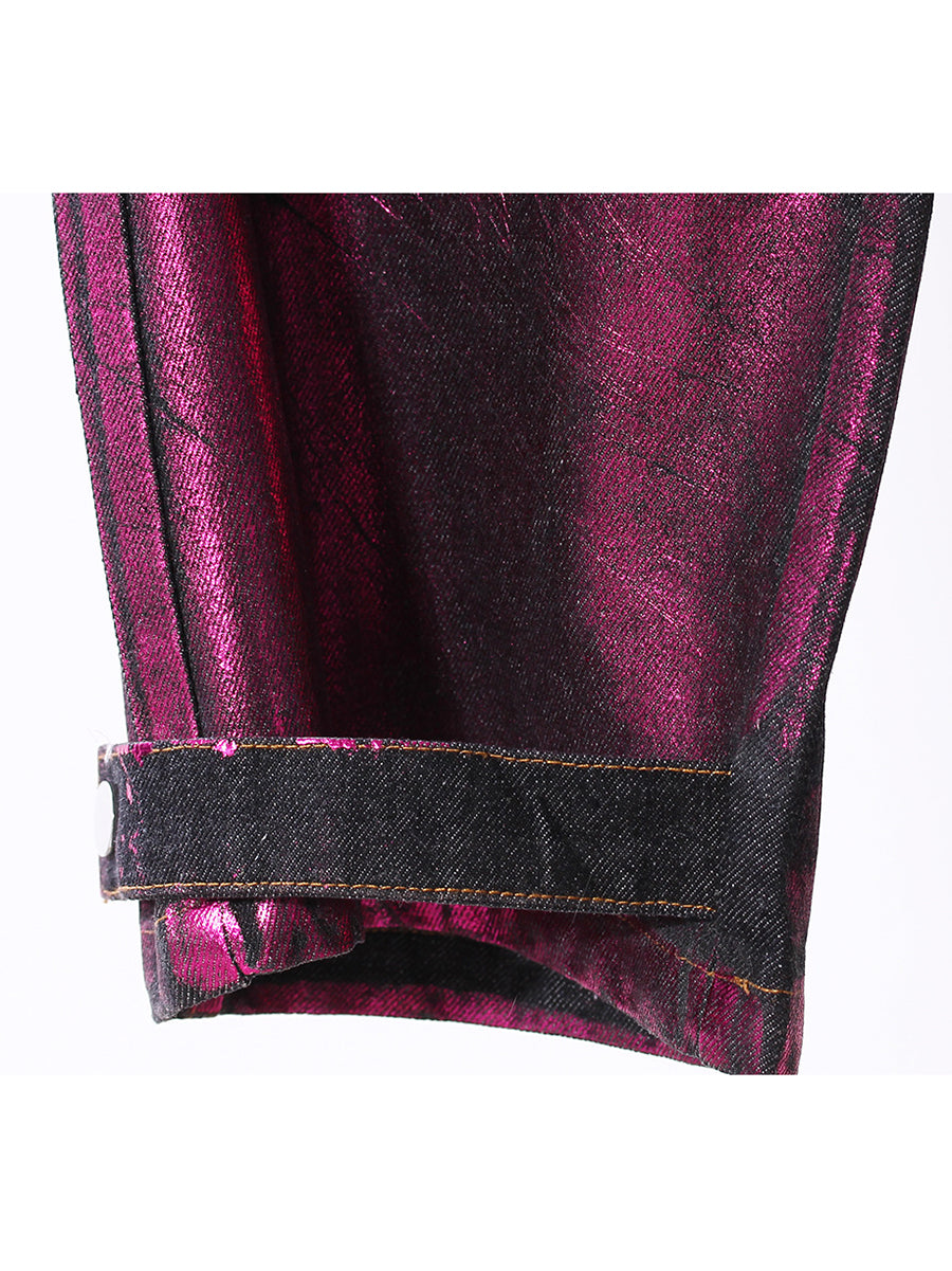 Fashionable Metallic Cargo Trousers Jeans