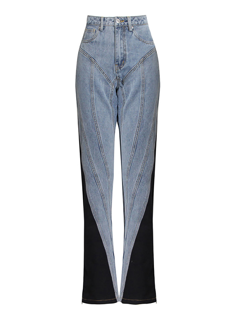 Fashion Patchwork Cropped Denim Jacket Jeans Set