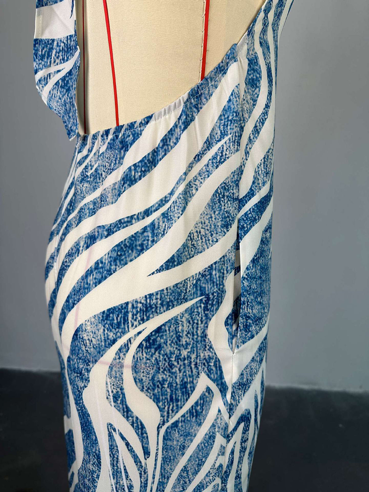 Zebra Print Halter Backless Wide Leg Jumpsuit