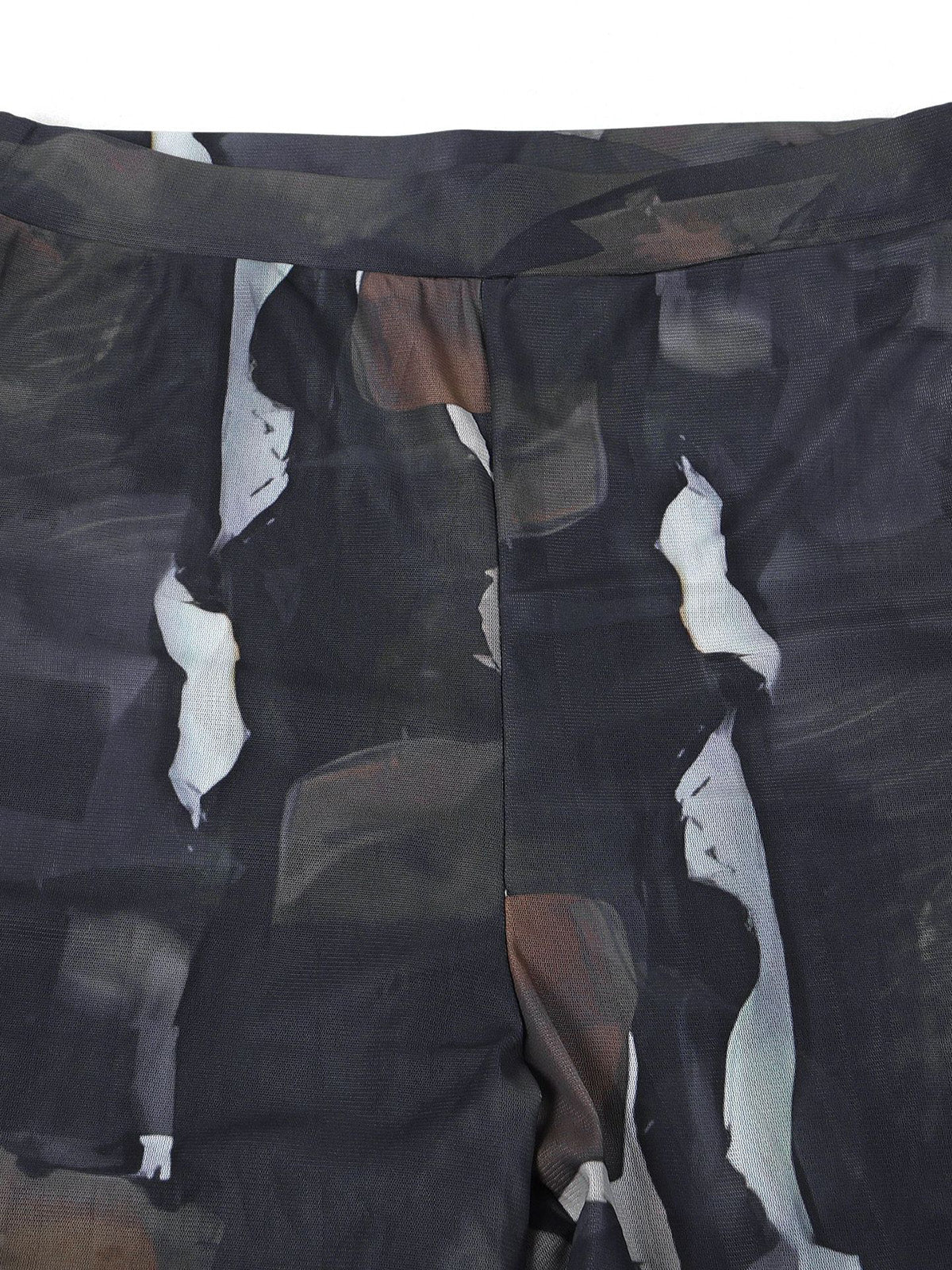 Sheer Mesh Print Shirt Long Pants Casual Set