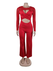 Sexy Hollow out Elastic Wide Leg Jumpsuit