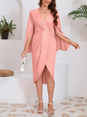 Fashion Cloak Sleeve V Neck Patry Dress