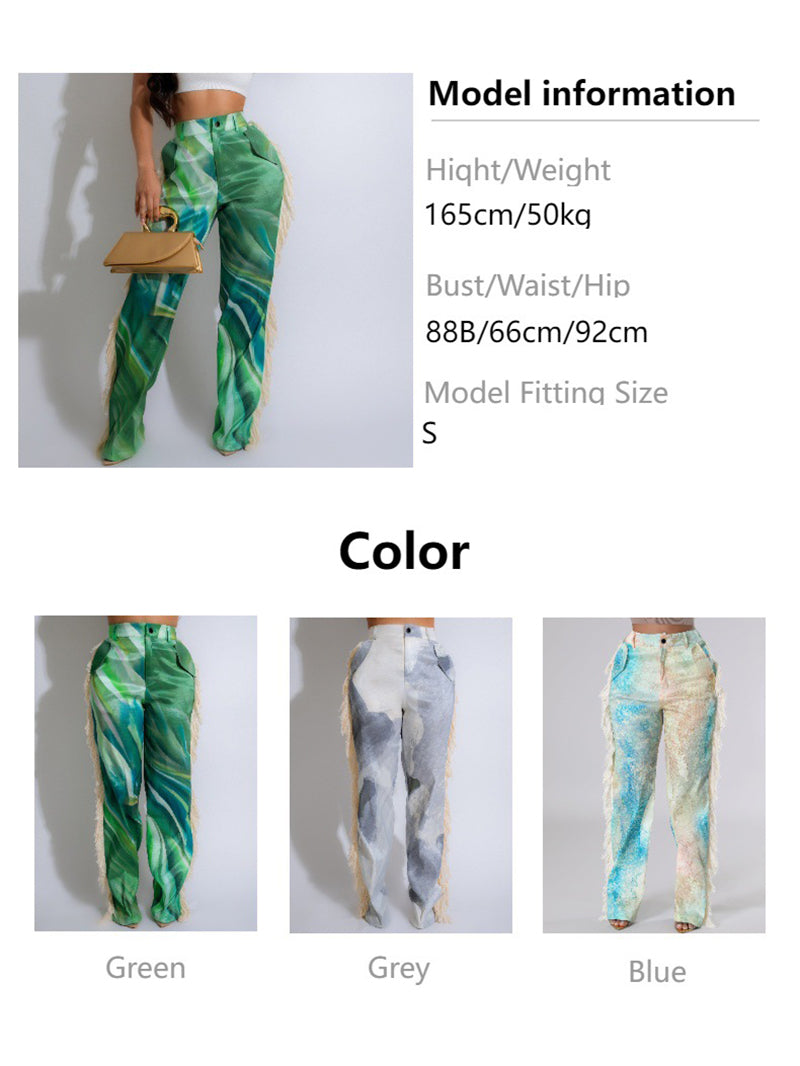 Fashion Boutique Printed Fringe Pants